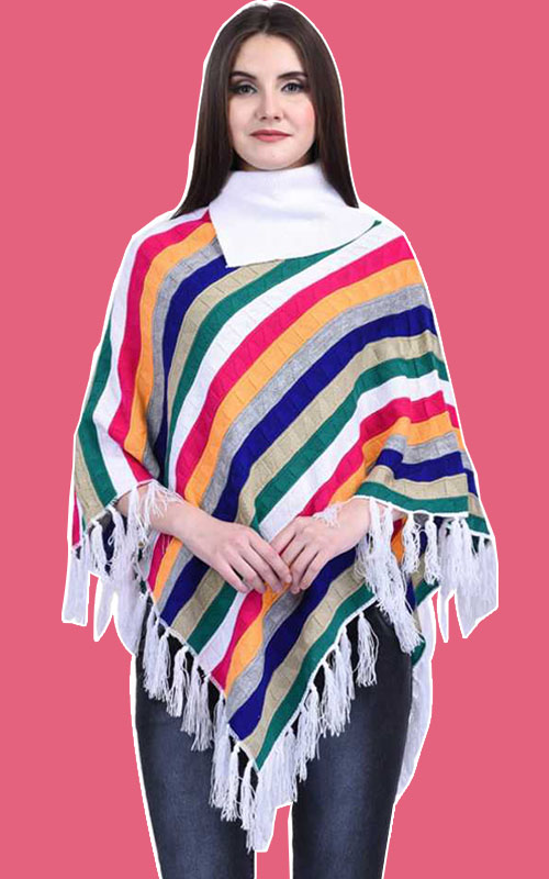 Women Winter Wear Woolen Colorful Poncho
