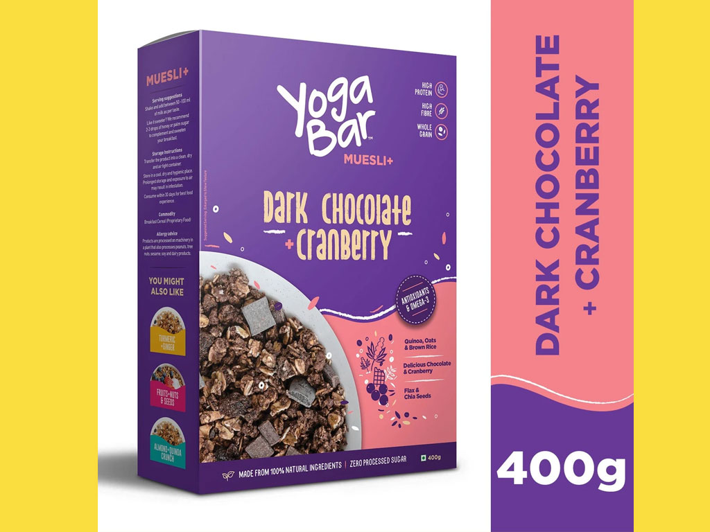 Yogabar Wholegrain Breakfast Muesli – Dark chocolate + Cranberry