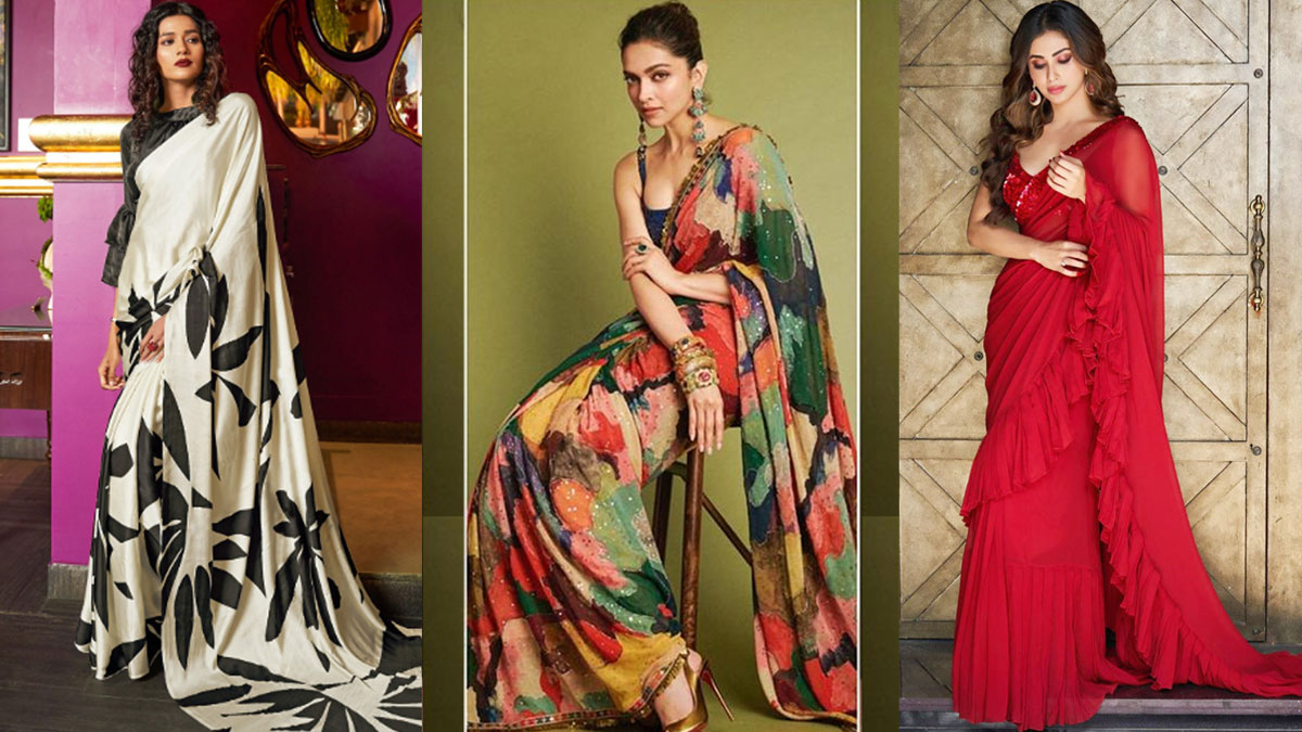 Sarees For Farewell (2019 Trends) - Sarees For Farewell Of Class 12,  College Farewell | POPxo | Saree look, Stylish sarees, Half saree designs