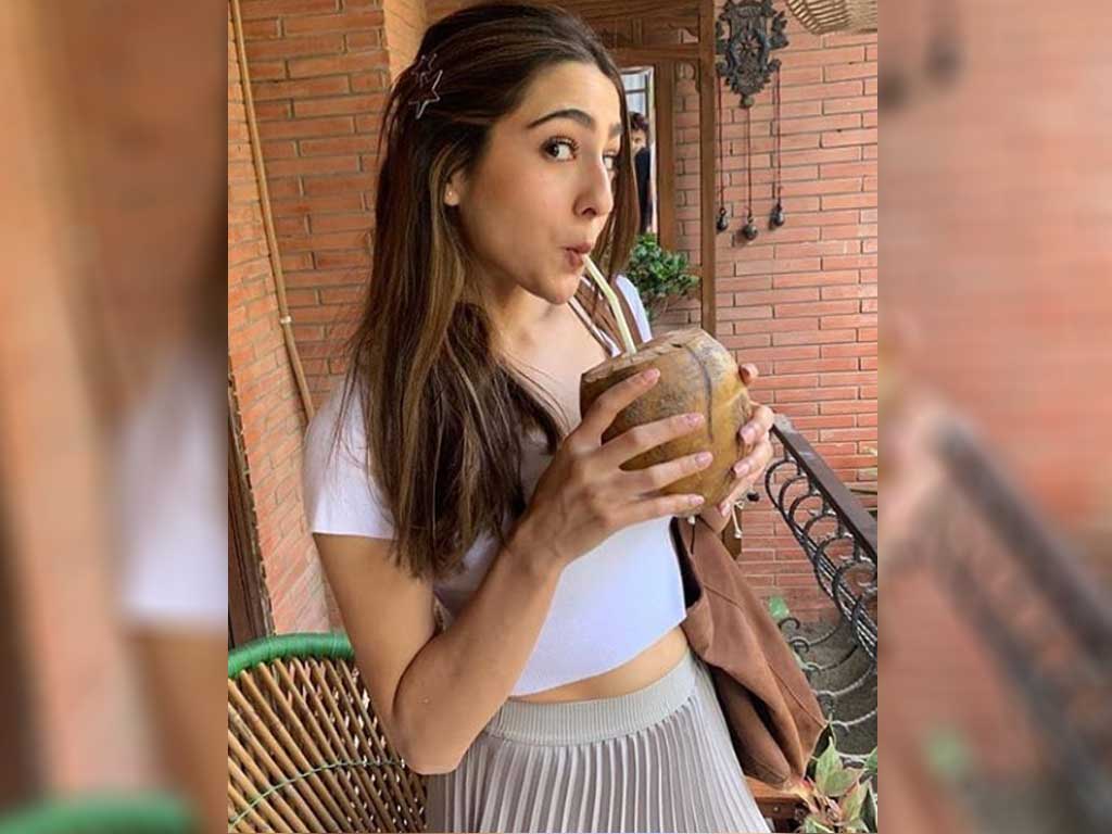 Sara Ali-Khan Drinking Coconut Wataer