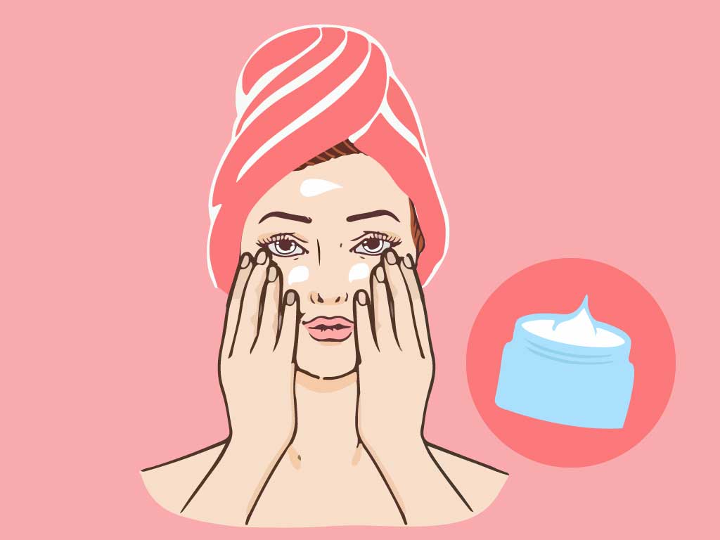 Girl applying moisturizer on Face