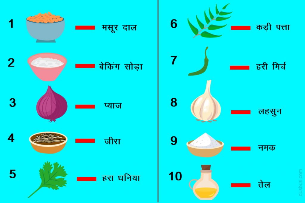 मसूर दाल पकौड़ा बनाने के लिए आवश्यक सामग्री