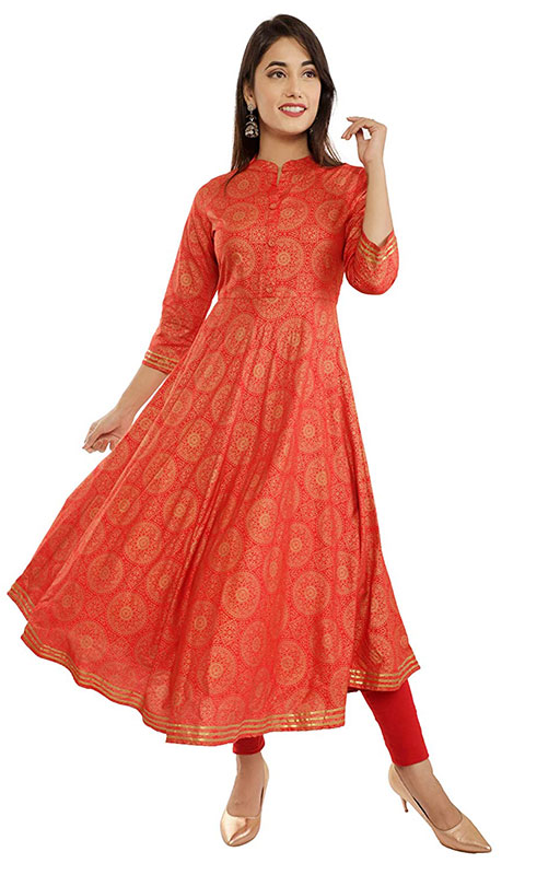 Gold-Printed-Red-Anarkali-Kurta