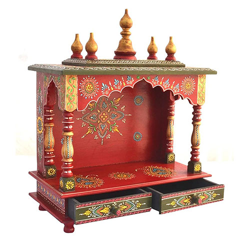 Divine Red Home Temple (with drawers)