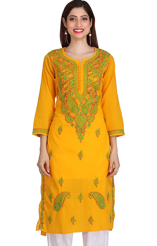 Hand Embroidered Lucknowi Chikan Kurti