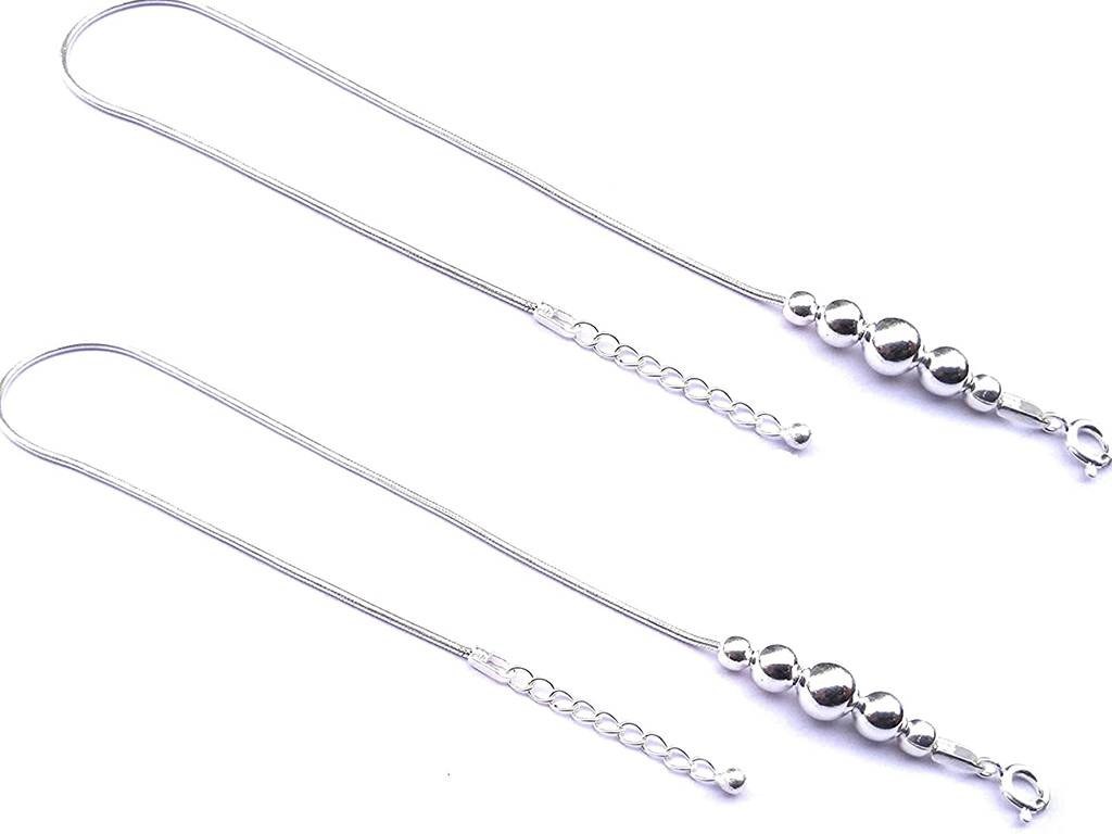 Thread Pattern Silver Anklet 