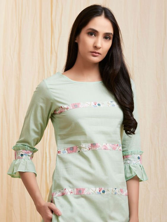 Kurti Sleeves with Double Style Frills