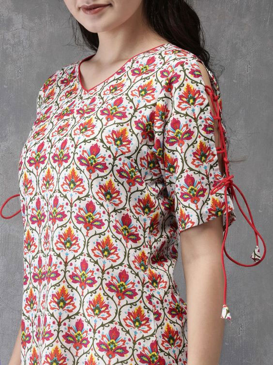 Kurti with Side Slits and Rope Designs