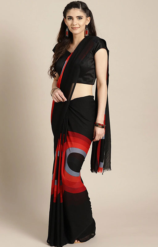 Black Printed Saree 