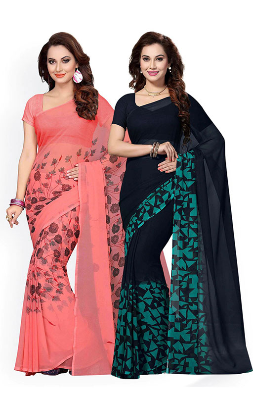 Combo Of Two Faux Georgette Saree