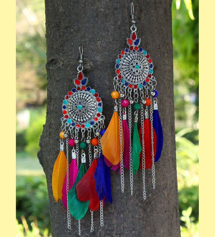 Feather Multi-Color Earrings