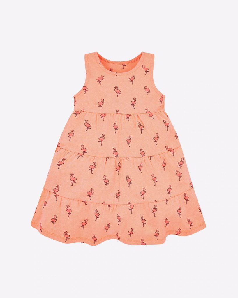 Flamingo Printed Tiered Dress