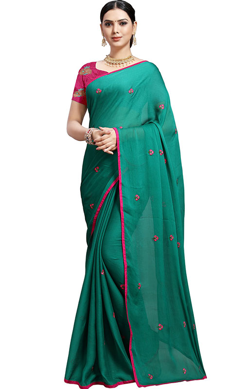 Green Chiffon Saree