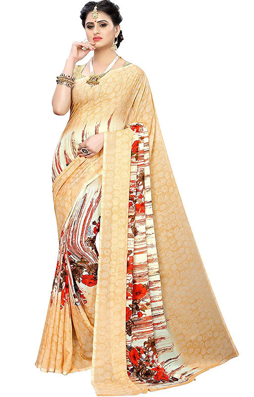 Half And Half Print Offwhite Saree 