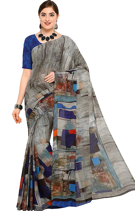 Multi-Color Printed Georgette Saree 