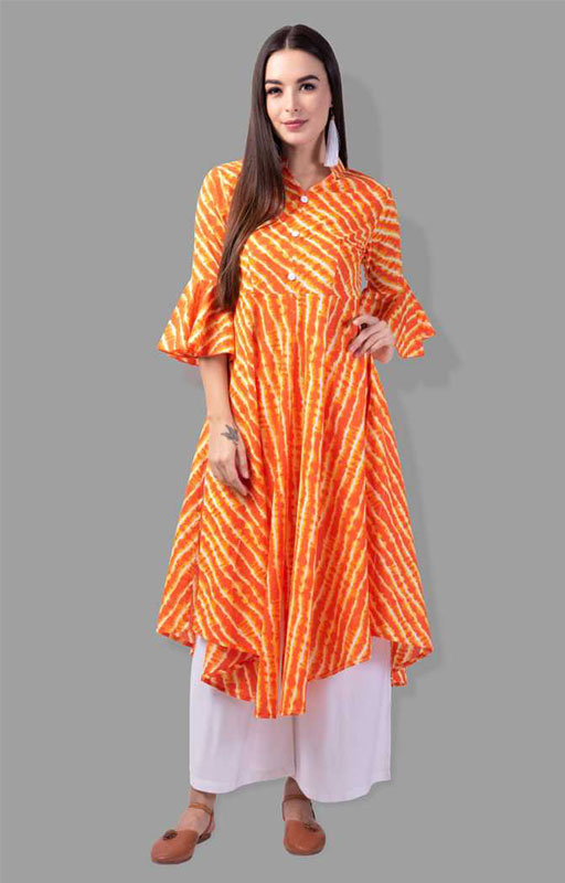 Orange A-Line Kurta 