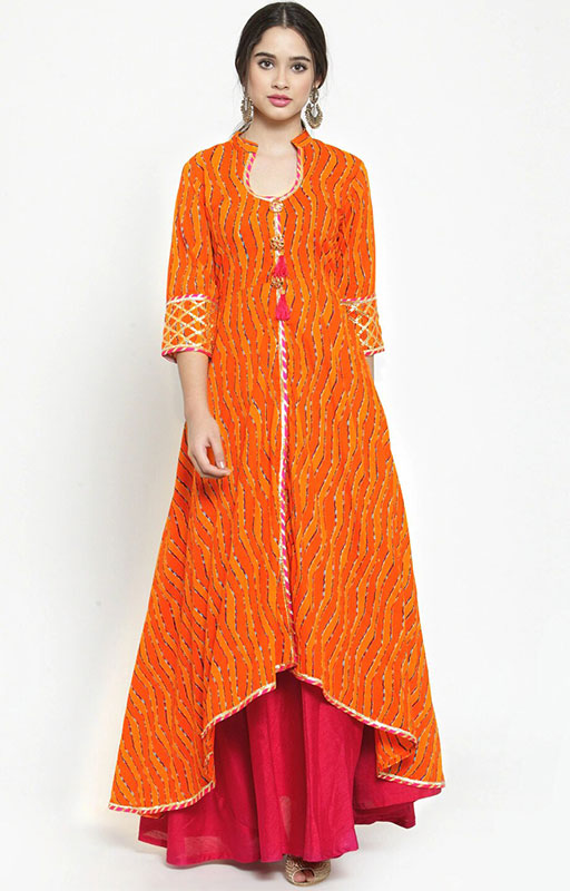 Orange And Red Up-Down Kurta 