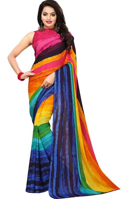 Rainbow Color Georgette Saree 