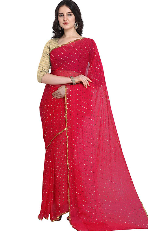 Red Chiffon Saree