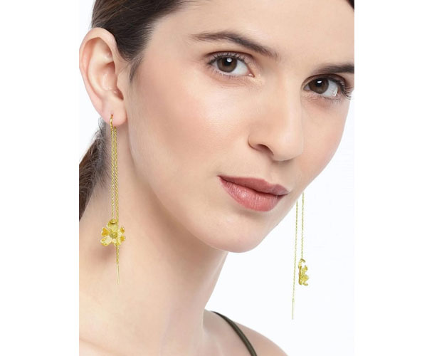 Golden Flower Sui Dhaga Earrings 