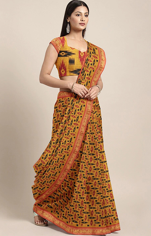 Mustard And Orange Saree 