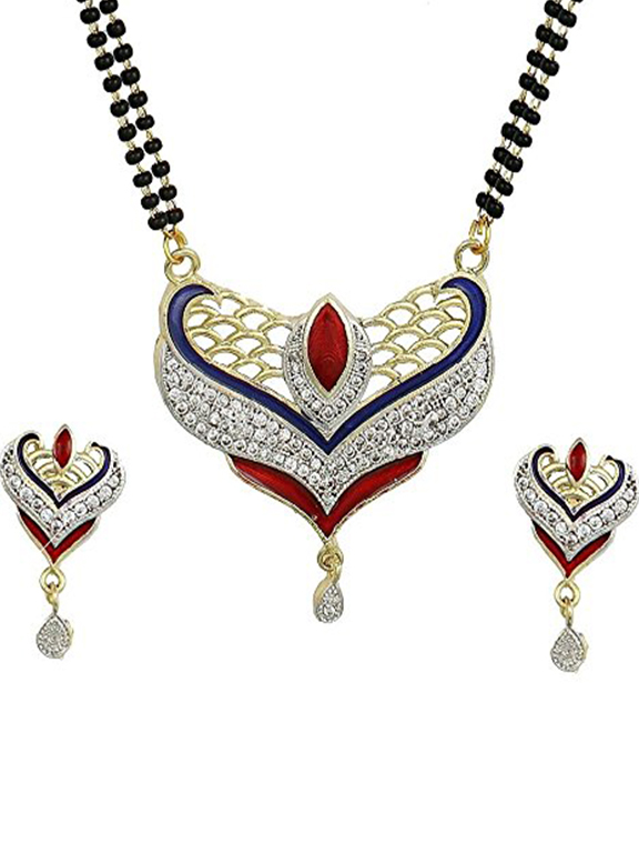 Red And Blue Mangalsutra Design 