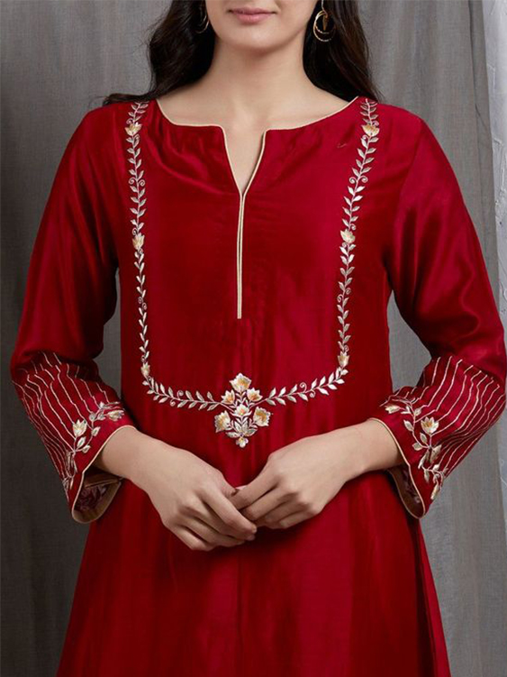 শার্প ভি স্টাইল নেক কুর্তির ডিজাইন
