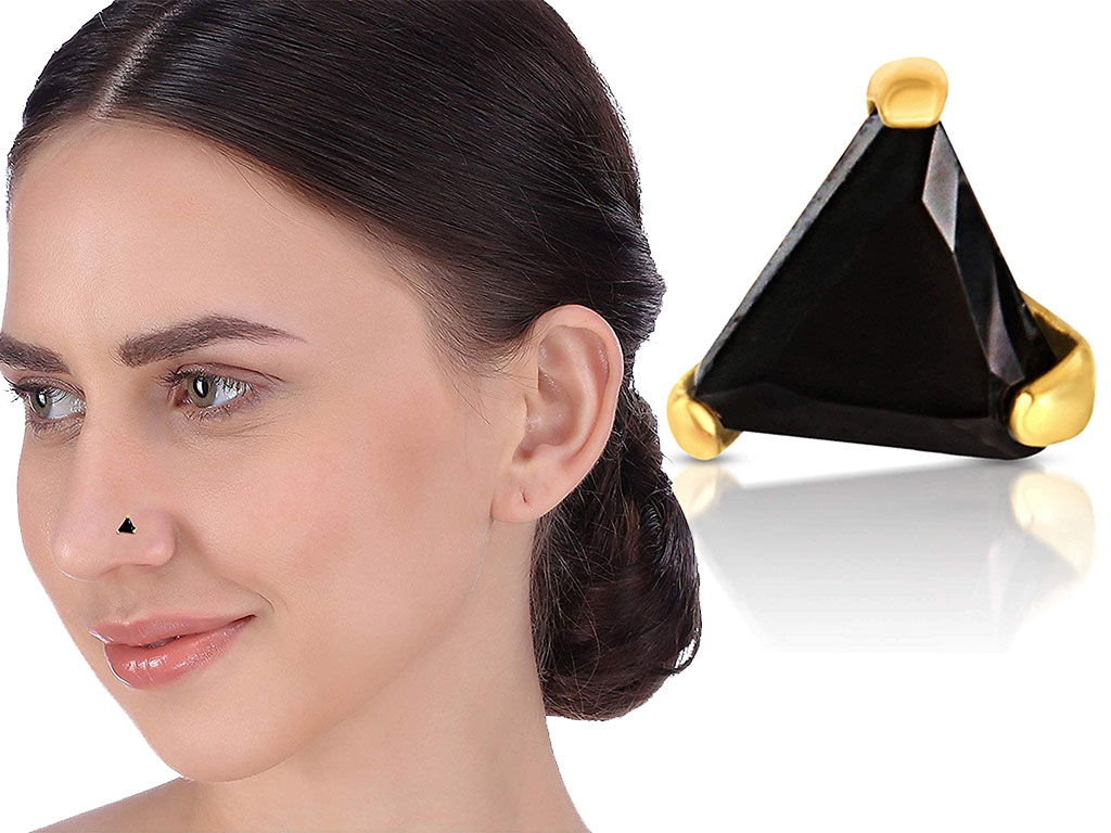 Black Triangle Shape Nose Pin 