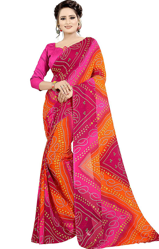 Multi Color Bandhani Printed Saree 