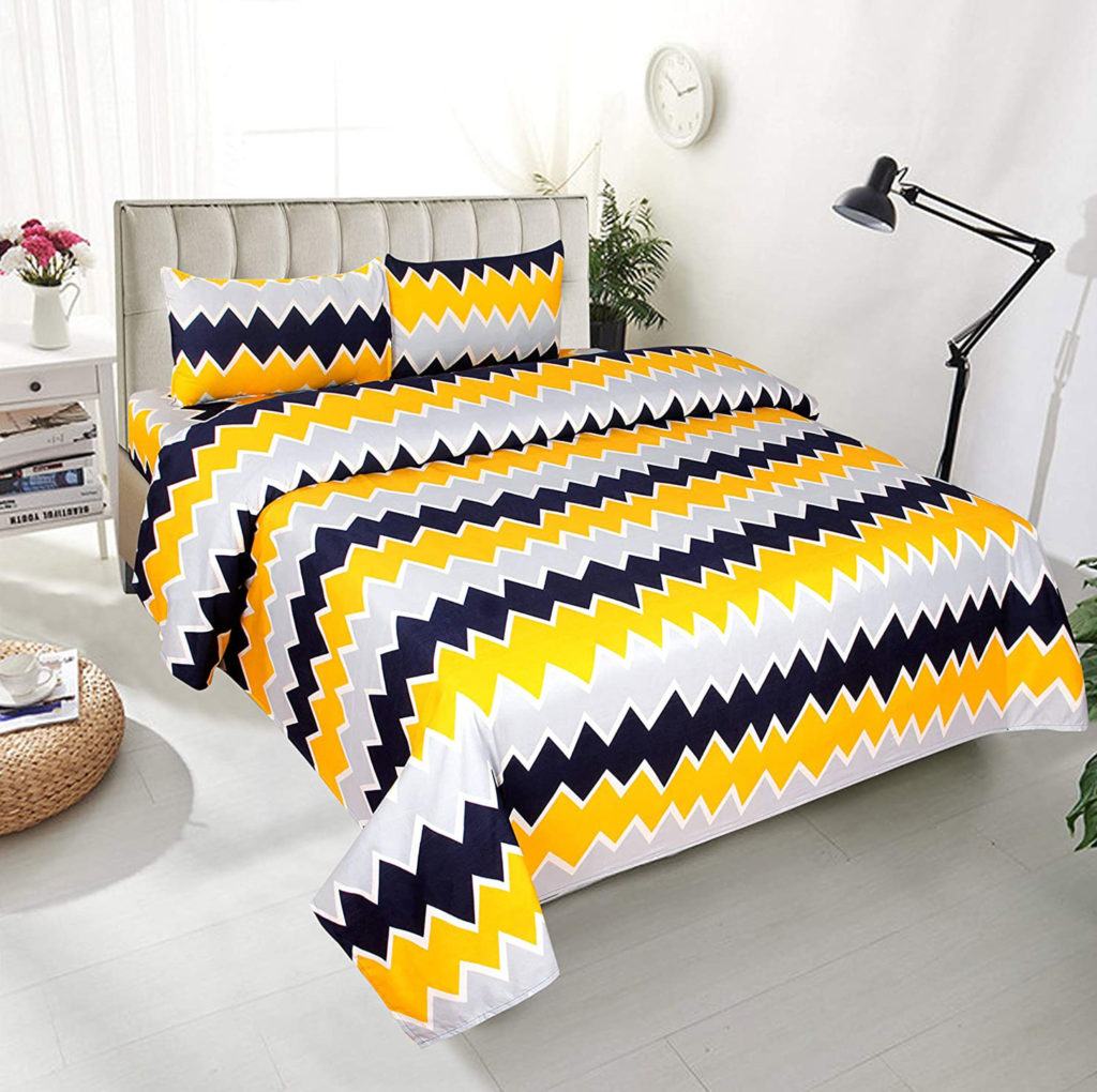 Yellow And Brown 3D Printed Bedsheet 