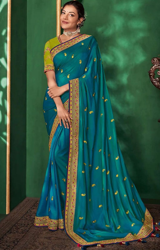  Blue Color Rangoli Silk Embroidery Saree