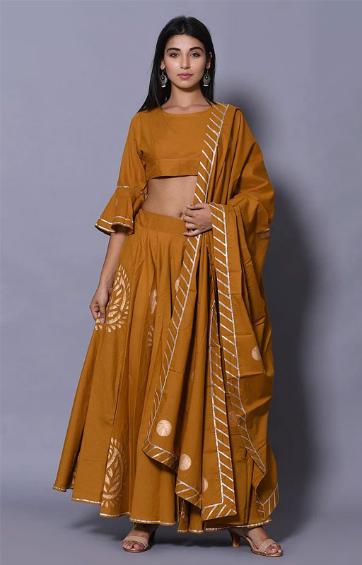 Golden Printed Lehenga