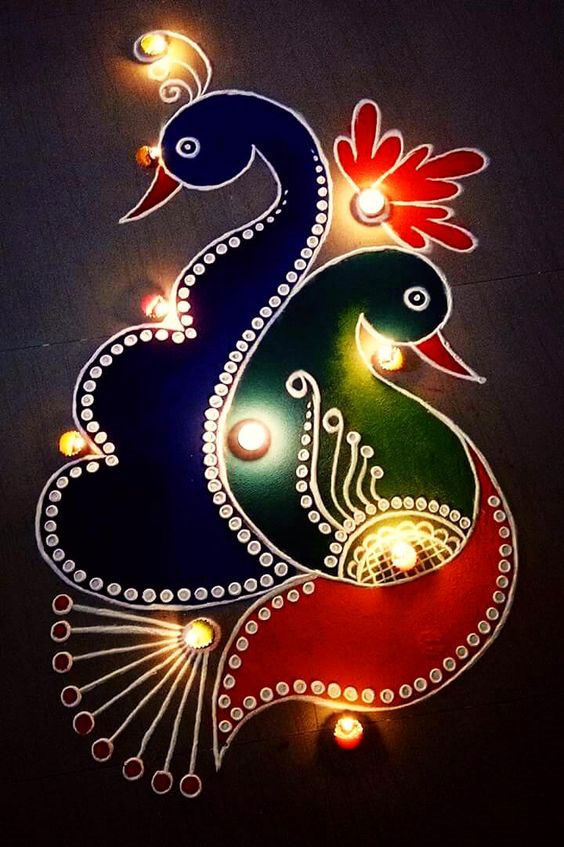 Peacock Pattern Rangoli