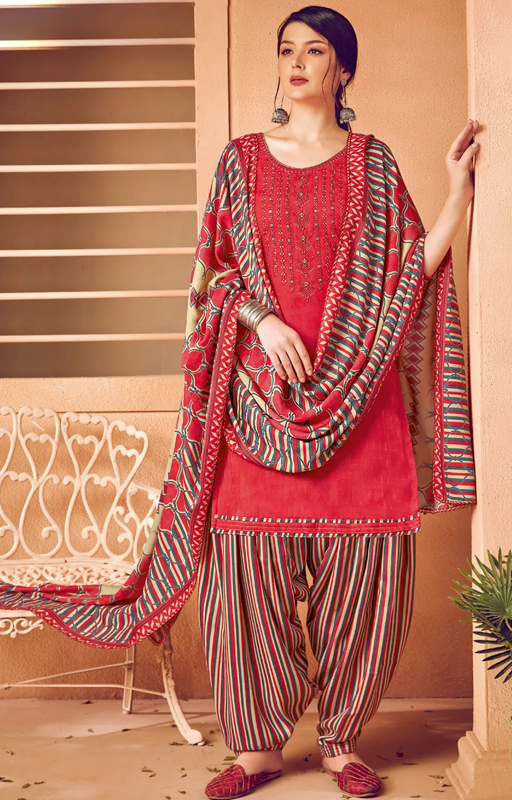 Red Pashmina Suit Set