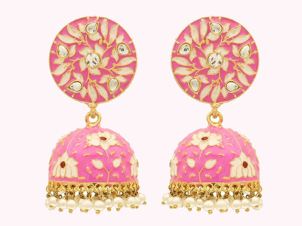 Sanjog Traditional Meenakari Jhumki Earring