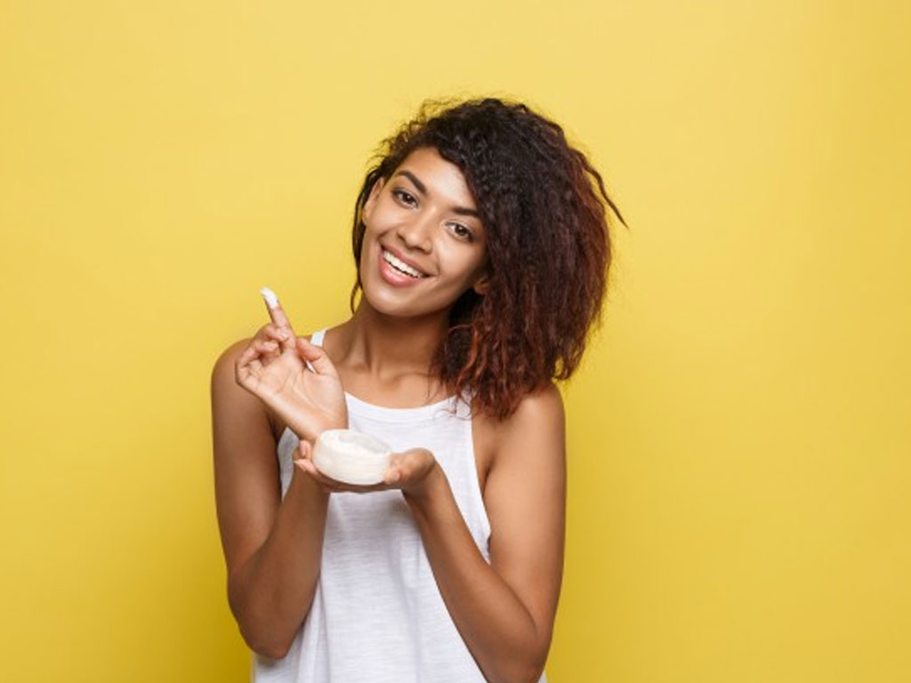 Woman Use Cream For Dry Skin
