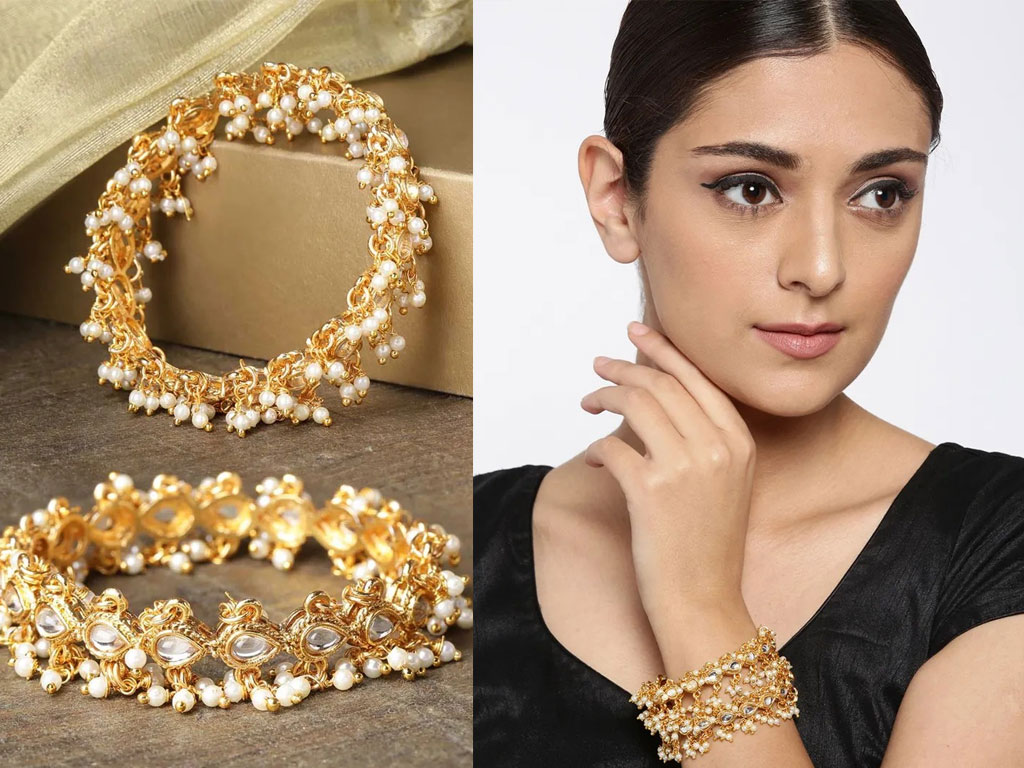 Off White Beaded Bangles