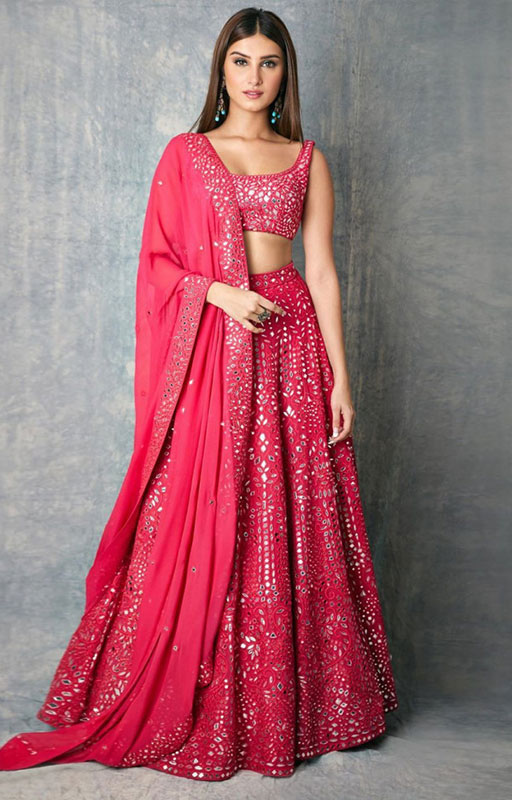 Pink Color Miror Work Lehenga 