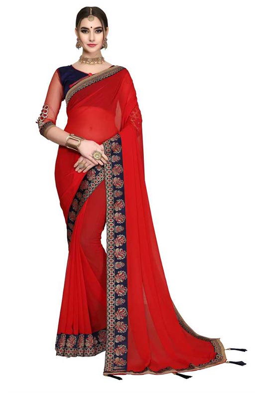 Red Art Silk Saree
