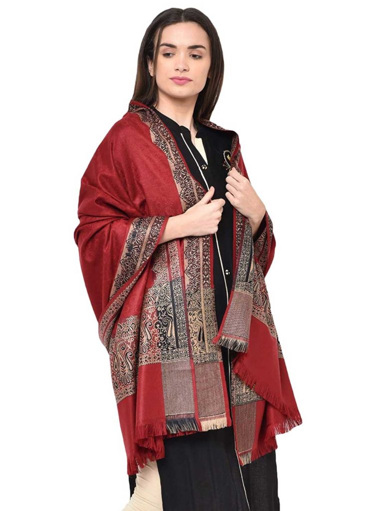 Kashmiri Design Border Work Shawl 