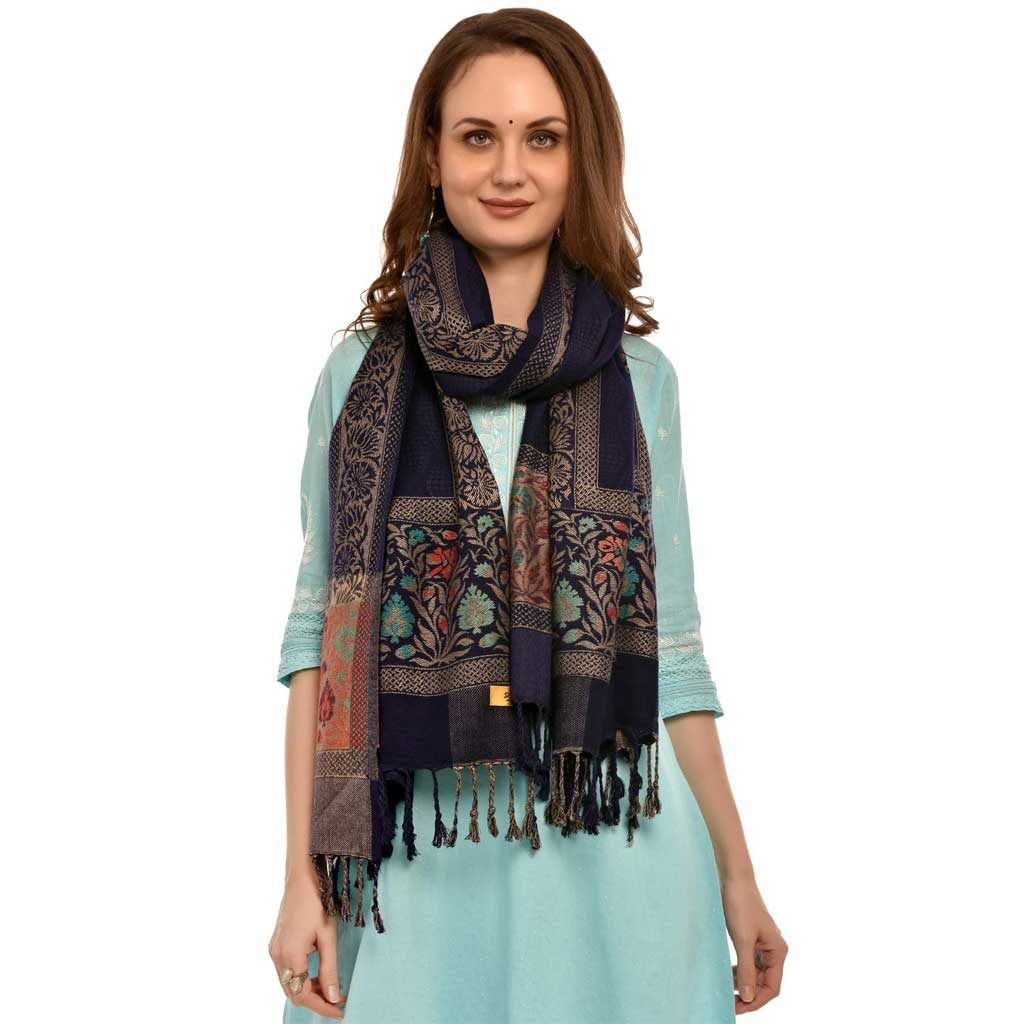 Navy Blue Casual Designer Shawl 