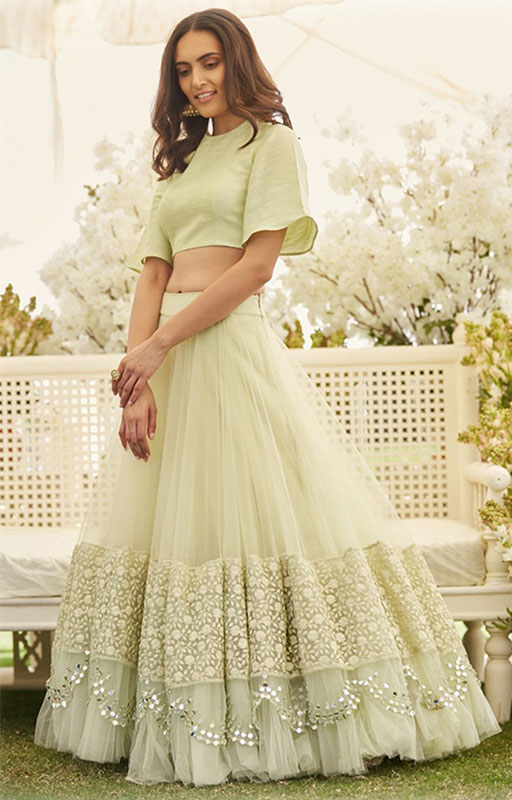 Pastel Green Ruffle Lehenga Choli