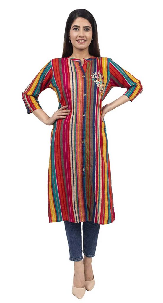 Multicoloured Striped Kurti for Women
