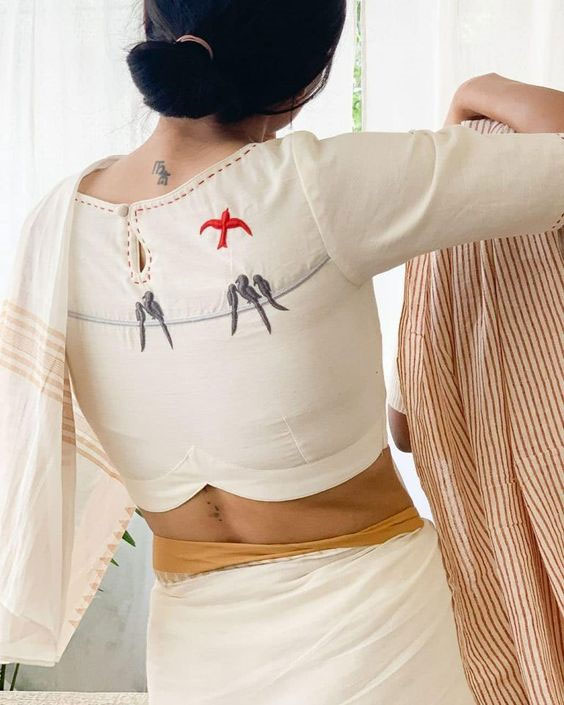 Back Neck Design For White Blouse