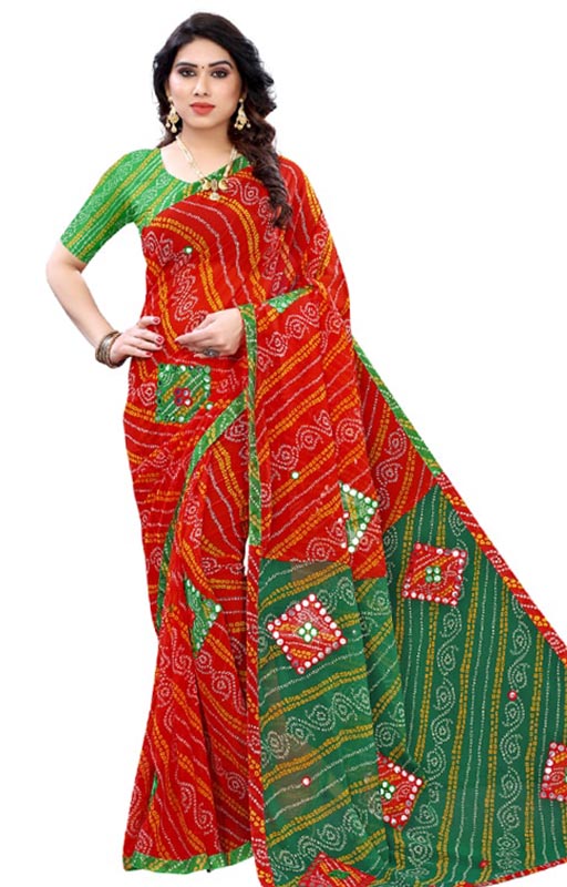 Bandhani Bordered Saree