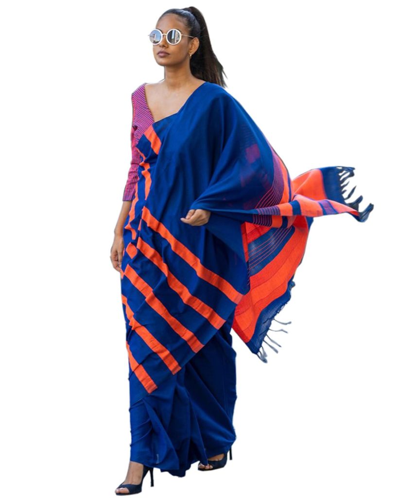 Blue Striped Saree