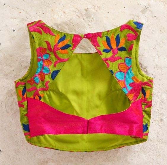 Boat Neck Blouse Design With Traingular Back