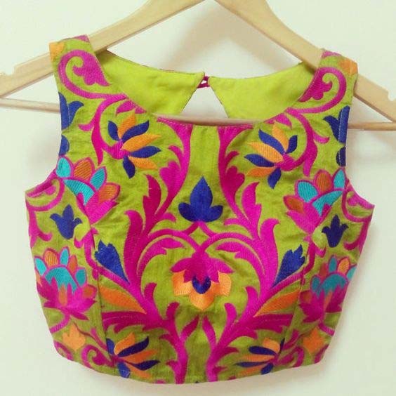 Boat Neck Blouse Design With Triangular Back Hole