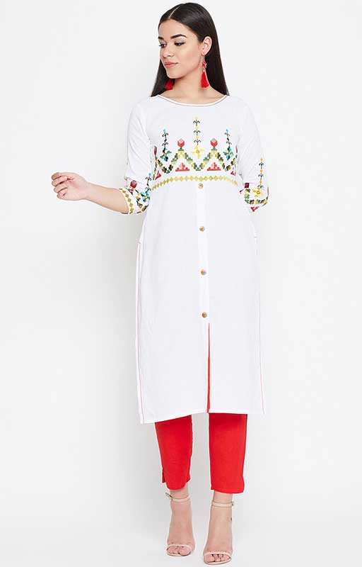 Embroidered Straight Cut Kurta