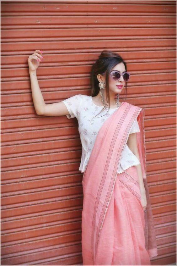 Long Pattern White Blouse Design
